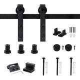 48 in. Frosted Black Sliding Barn Door Hardware Track Kit for Single Door with Non-Routed Floor Guide - Super Arbor