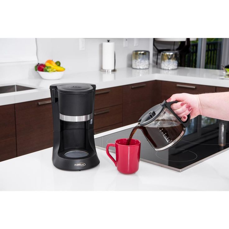 Pause to Pour 10-Cup Black Drip Coffee Maker with Glass Carafe