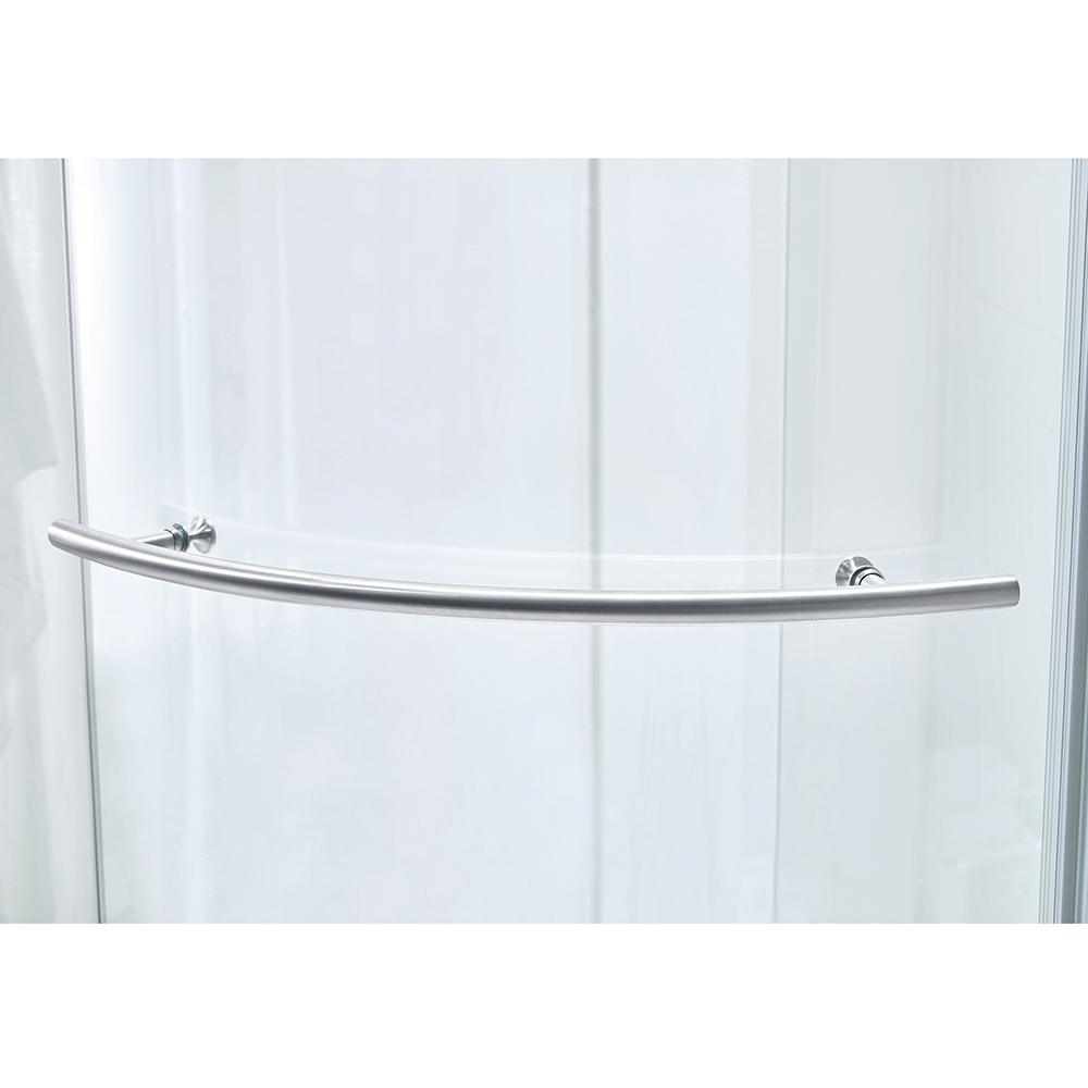 Glamour 38 in. x 77 in. Corner Drain Corner Shower Kit in White and Satin Nickel Hardware - Super Arbor