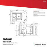HD Series 46 in. Right Drain Quick Fill Walk-In Whirlpool Bath Tub with Powered Fast Drain in White - Super Arbor