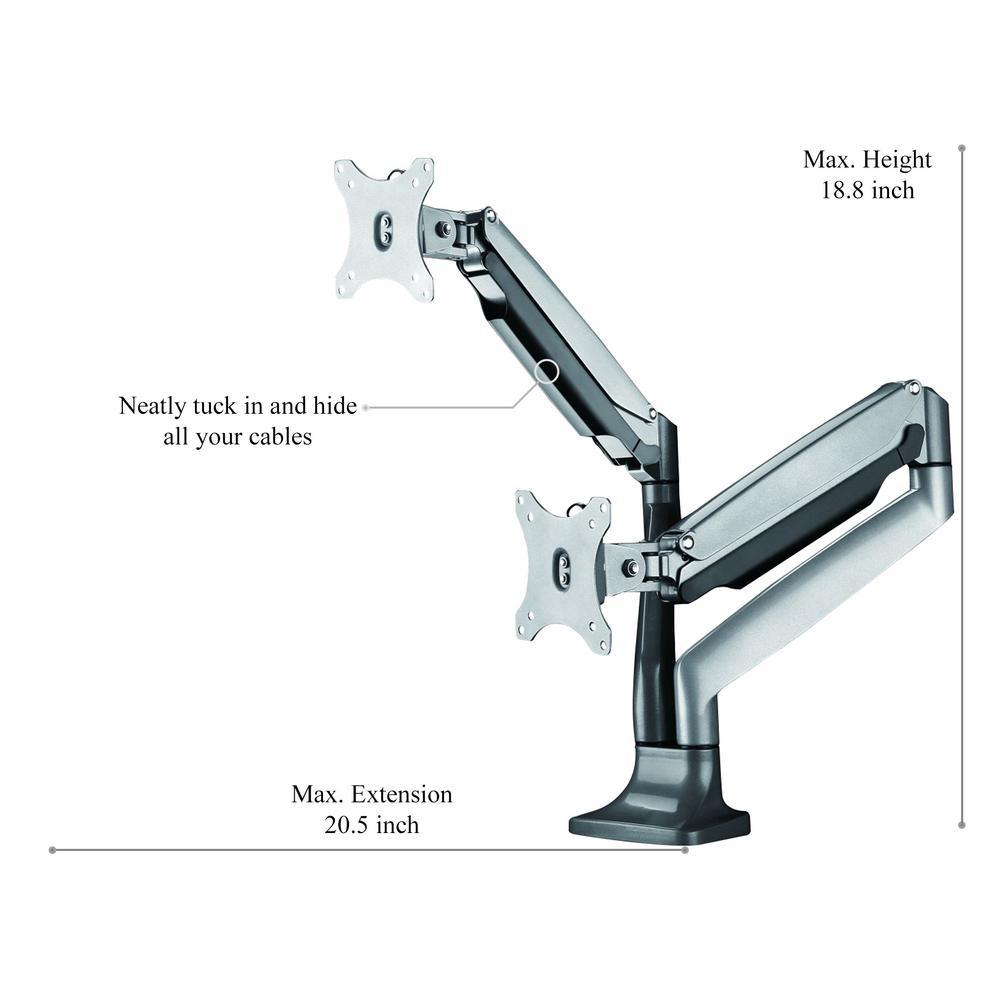 Dual Arm Monitor Mount with Full Motion Swivel Articulating Gas Springs for 13 in. - 30 in. Silver - Super Arbor