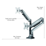 Dual Arm Monitor Mount with Full Motion Swivel Articulating Gas Springs for 13 in. - 30 in. Silver - Super Arbor