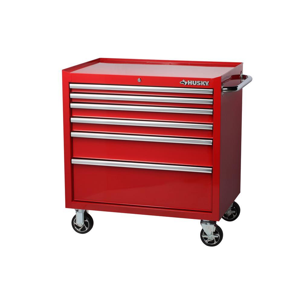 36 in. W 6-Drawer, Deep Tool Chest Cabinet in Gloss Black