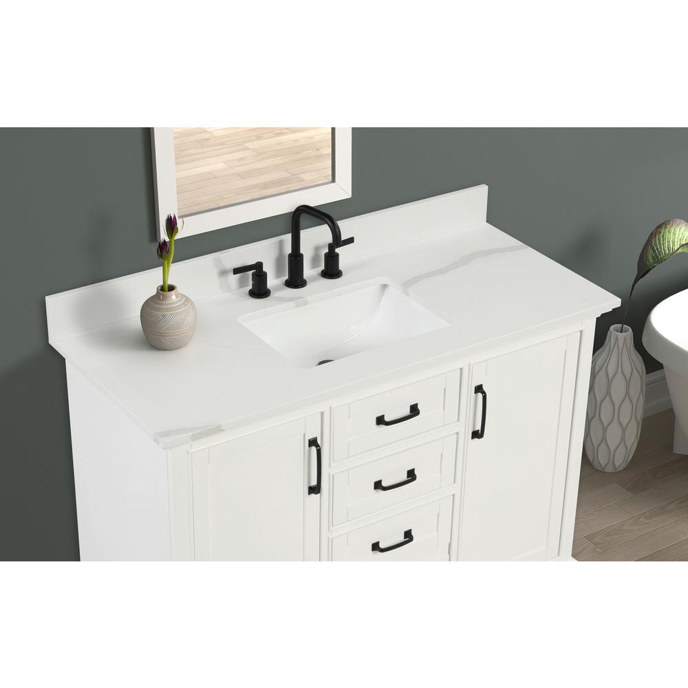 43 in. W x 22 in. D x 0.75 in. H Quartz Vanity Top in Statuario White with White Basin - Super Arbor