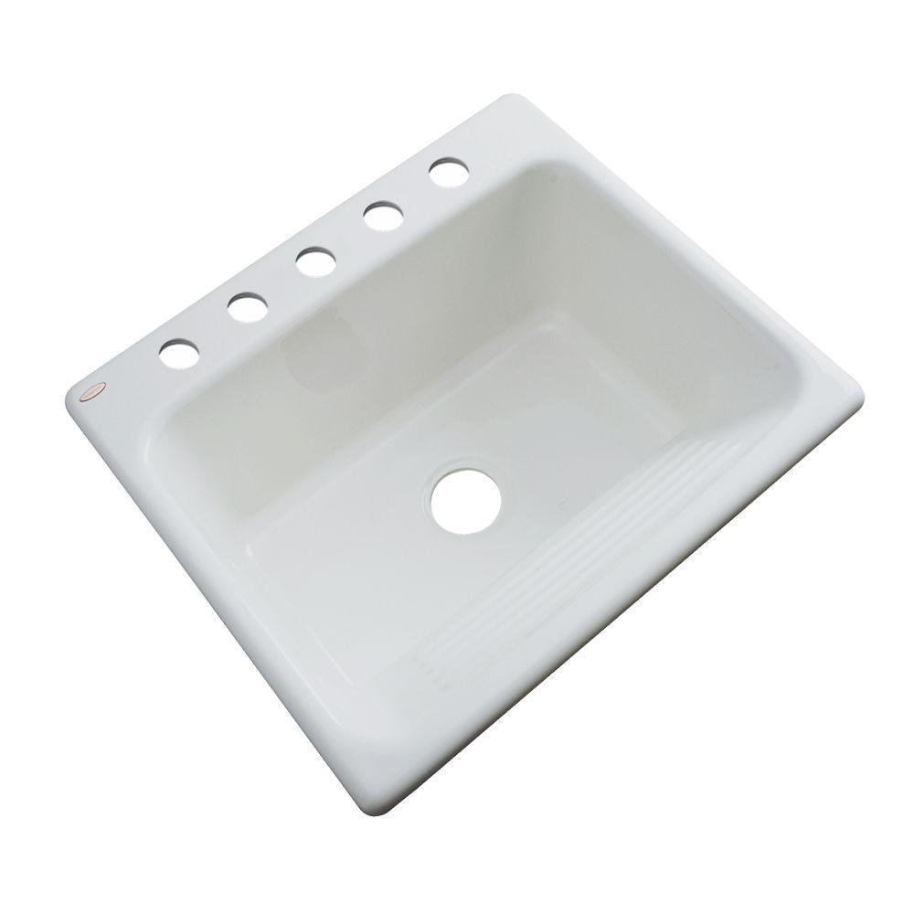 Kensington Drop-In Acrylic 25 in. 5-Hole Single Bowl Utility Sink in White - Super Arbor