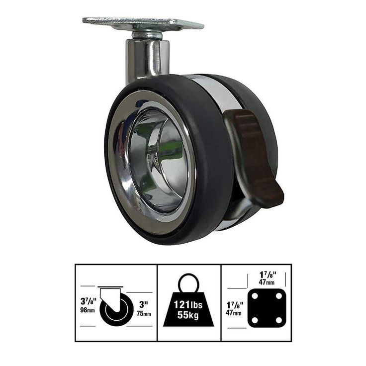 3 in. Vacant Twin Wheel Caster with Brake 121 lbs. Load Capacity