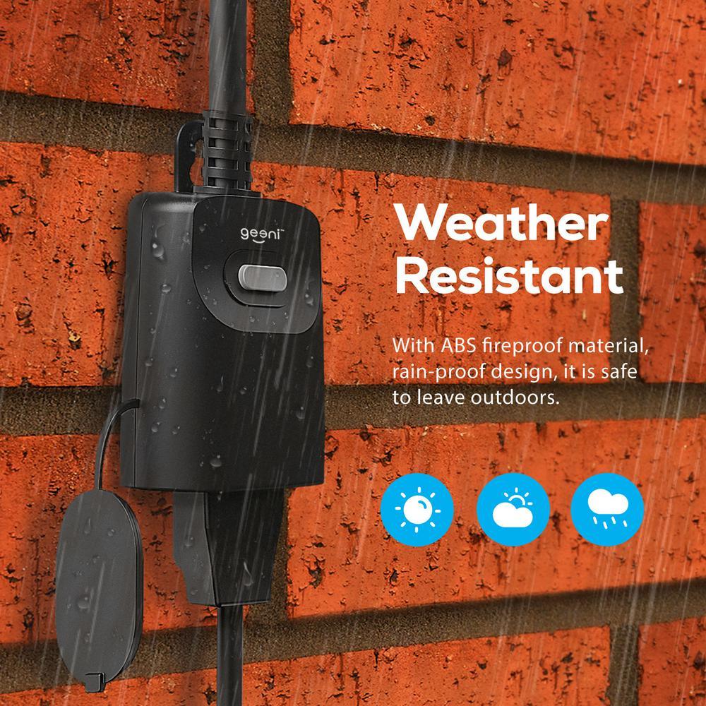 15 Amp Outdoor Smart Wi-Fi Plug, Black - Super Arbor