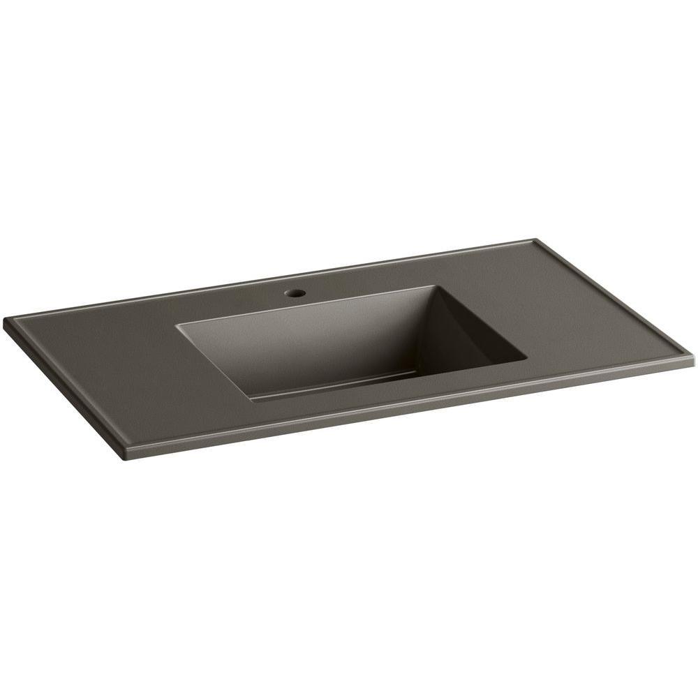 Ceramic/Impressions 37 in. Vitreous China Vanity Top with Basin in White Impressions - Super Arbor