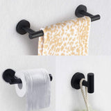 Porter 3-Piece Bath Hardware Set with Towel Hook and Toilet Paper Holder and 12 in. Towel Bar in Stainless Steel Black - Super Arbor