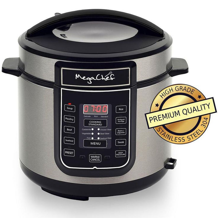 6 Qt. Black Electric Pressure Cooker with Built-In Timer