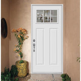 JELD-WEN 32 in. x 80 in. 6 Lite Craftsman Primed Steel Prehung Right-Hand Inswing Prehung Front Door