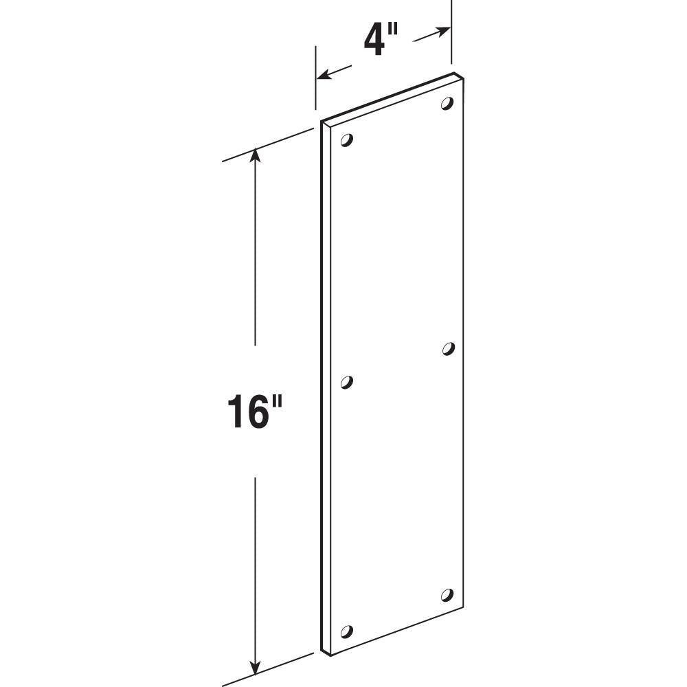 4 in. x 16 in., Stainless Steel, Door Push Plate - Super Arbor