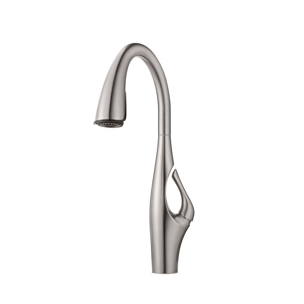 Kai Single-Handle Pull-Down Sprayer Kitchen Faucet in Stainless Steel - Super Arbor