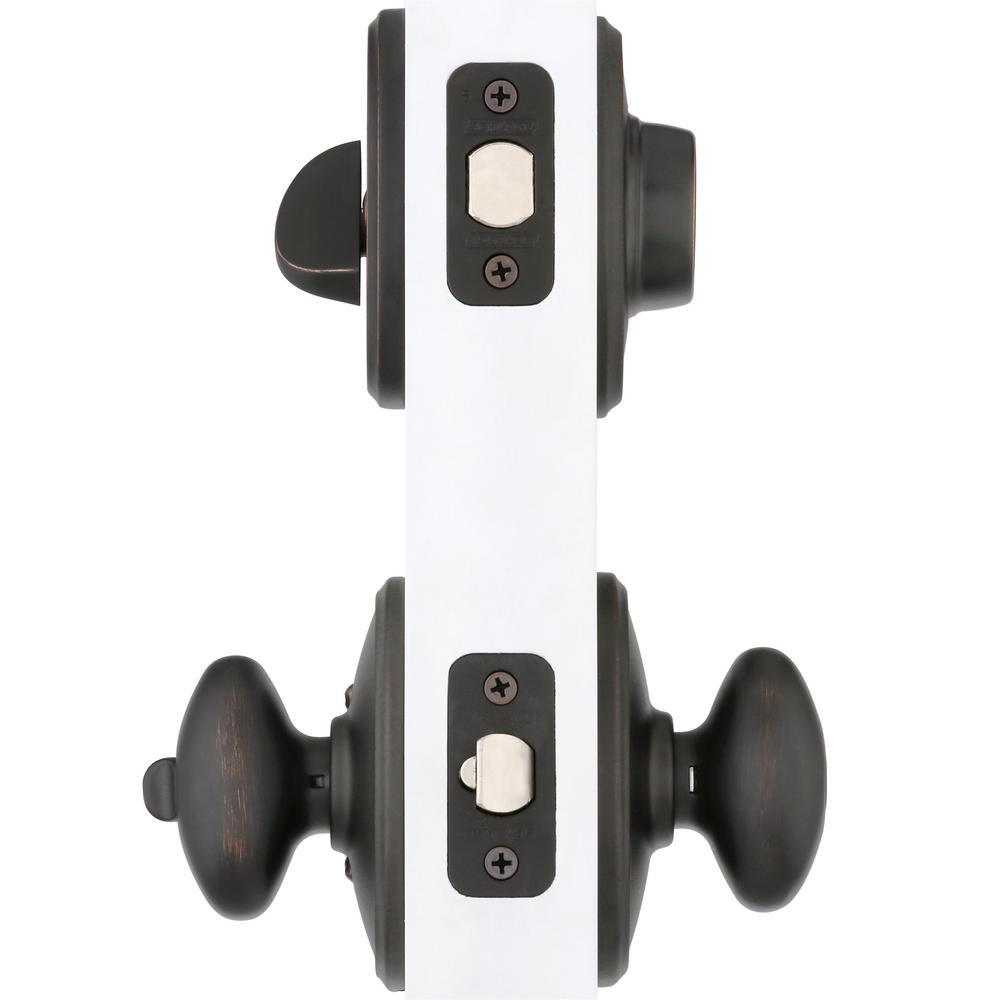 Wakefield Aged Bronze Single Cylinder Deadbolt with Siena Entry Door Knob Combo Pack - Super Arbor