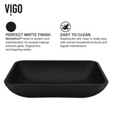VIGO Sottile Glass Vessel Bathroom Sink in Black with Amada Faucet in Matte Black
