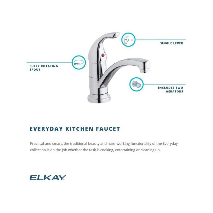 Elkay Everyday Chrome 1-Handle Deck-Mount Low-Arc Handle Kitchen Faucet