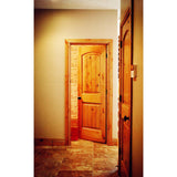 30 in. x 80 in. Knotty Alder 2 Panel Top Rail Arch with V-Groove Solid Wood Core Interior Door Slab - Super Arbor
