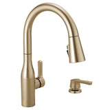 Marca Single-Handle Pull-Down Sprayer Kitchen Faucet with ShieldSpray Technology in Champagne Bronze - Super Arbor