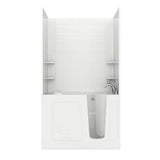 Rampart Nova Heated 5 ft. Walk-in Whirlpool Bathtub with 6 in. Tile Easy Up Adhesive Wall Surround in Biscuit - Super Arbor