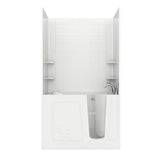 Rampart Nova Heated 5 ft. Walk-in Whirlpool Bathtub with 6 in. Tile Easy Up Adhesive Wall Surround in Biscuit - Super Arbor