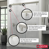 Simplicity 60 x 59-1/4 in. Frameless Mod Soft-Close Sliding Bathtub Door in Chrome with 1/4 in. (6mm) Clear Glass - Super Arbor