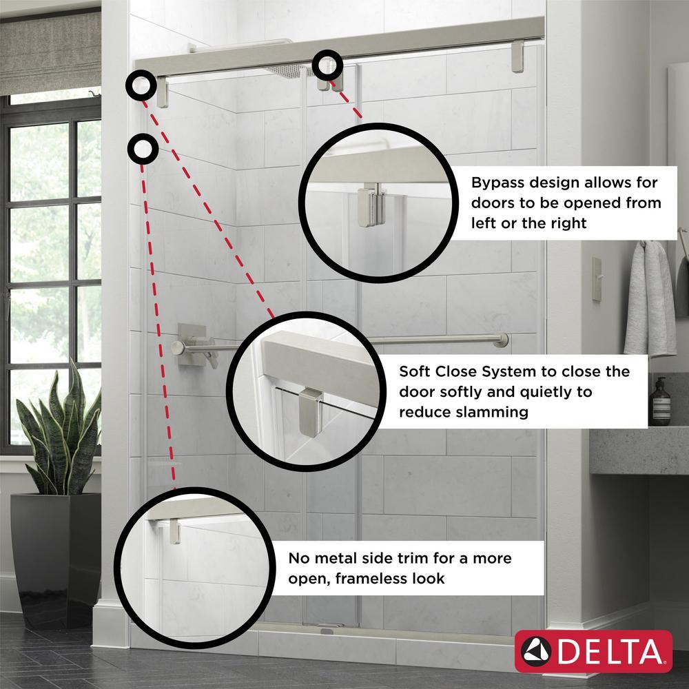 Everly 60 in. x 59-1/4 in. Mod Semi-Frameless Sliding Bathtub Door in Bronze and 1/4 in. (6mm) Clear Glass - Super Arbor