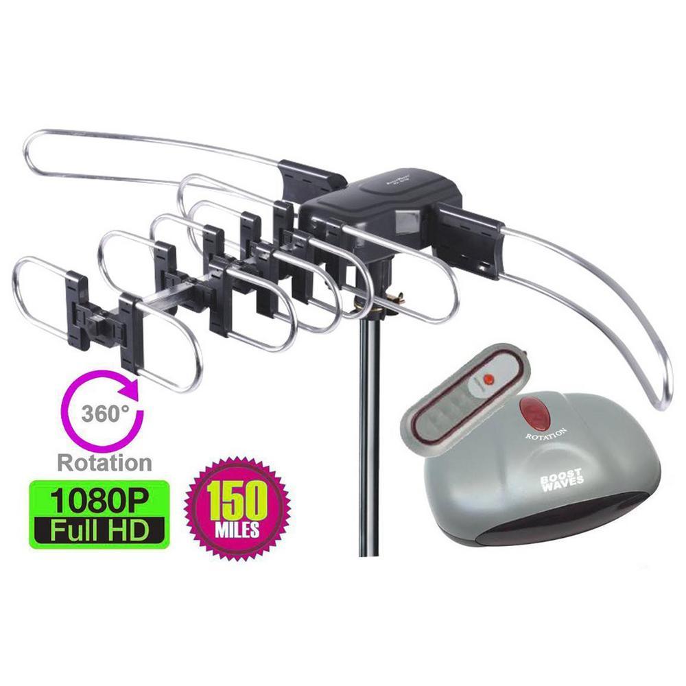Outdoor Amplified Antenna 150 Miles Range 360¬∞ Rotation Wireless Remote No Assembly Required - Super Arbor