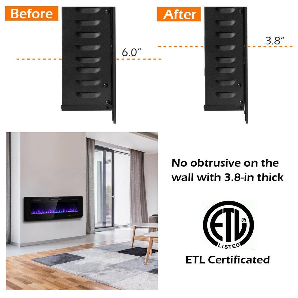 Electric Remote Control 5000 BTU 50 in. Wall Electric Fireplace in Black - Super Arbor
