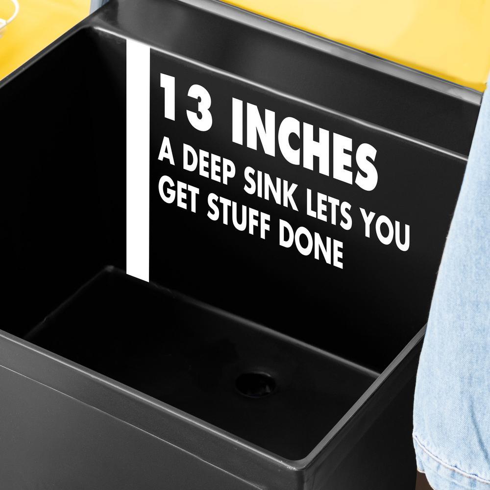22.875 in. x 23.5 in. Black 19 gal. Thermoplastic Utility Sink Kit with Black Metal Legs, P-Trap and Supply Lines - Super Arbor