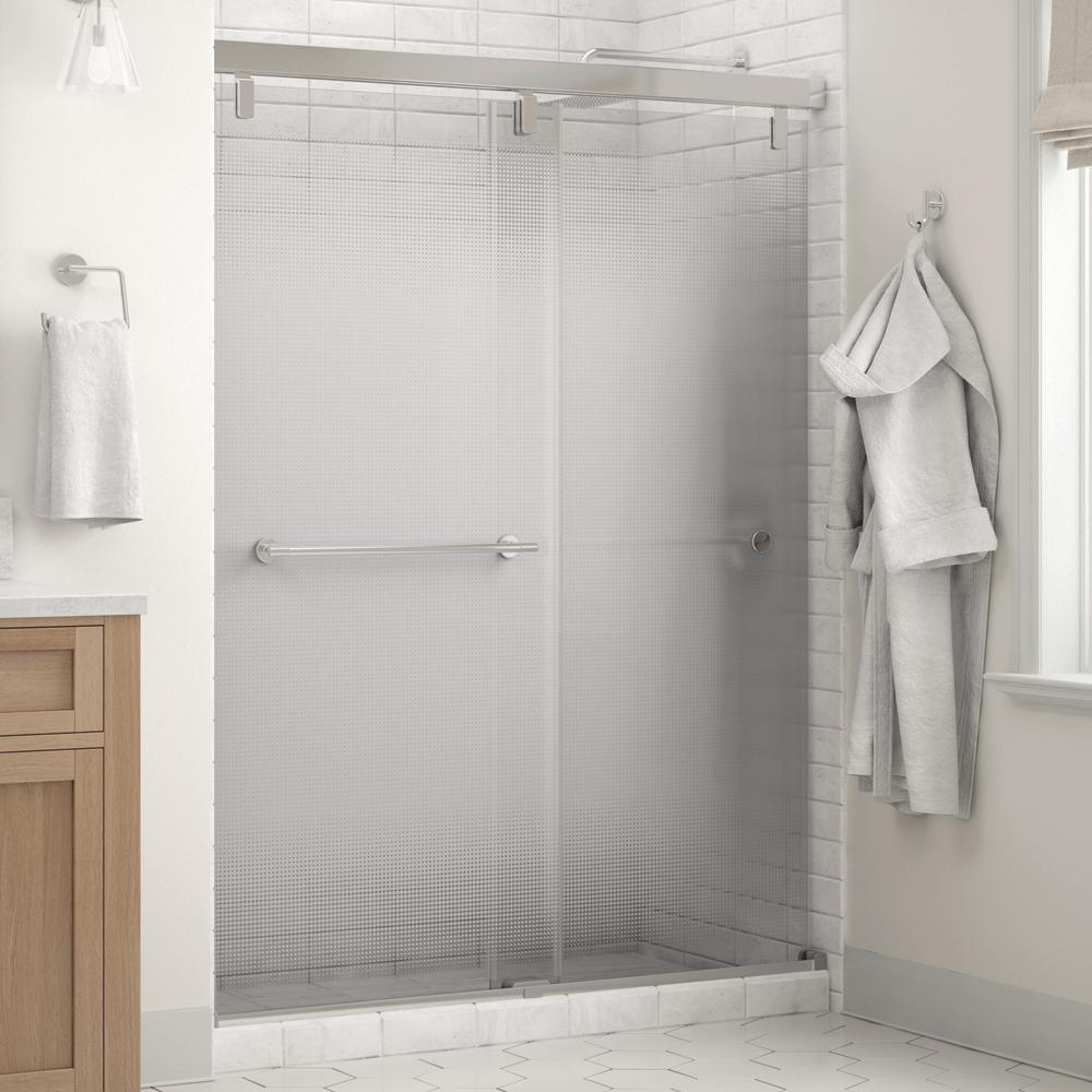Lyndall 60 in. x 71-1/2 in. Frameless Mod Soft-Close Sliding Shower Door in Matte Black with 1/4 in. (6 mm) Clear Glass - Super Arbor