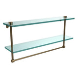 22 in. L  x 12 in. H  x 5 in. W 2-Tier Clear Glass Bathroom Shelf with Towel Bar in Oil Rubbed Bronze - Super Arbor