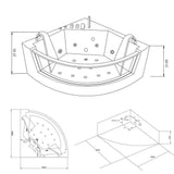 Capri 60 in. Acrylic Center Drain Corner Alcove Whirlpool Bathtub in White - Super Arbor