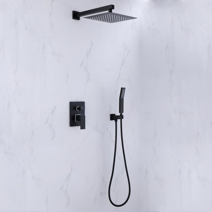 1-spray 10 in. High PressureDual Shower Head and Handheld Shower Head in Matte Black