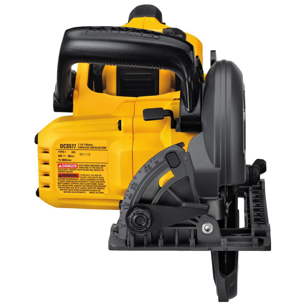 FLEXVOLT 60-Volt MAX Lithium-Ion Cordless Brushless 7-1/4 in. Wormdrive Style Circ Saw w/ Battery 3Ah, Charger and Bag - Super Arbor