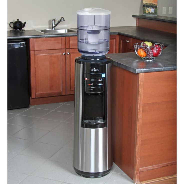 3-5 Gal. Hot/Room/Cold Temperature Top Load Water Cooler Dispenser with Kettle Feature in Stainless Steel/Black