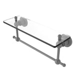 Astor Place 16 in. L  x 4 in. H  x 5 in. W  Clear Glass Vanity Bathroom Shelf with Towel Bar  in Polished Nickel - Super Arbor