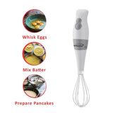 2-Speed White Hand Mixer Blender and Food Processor with Balloon Whisk