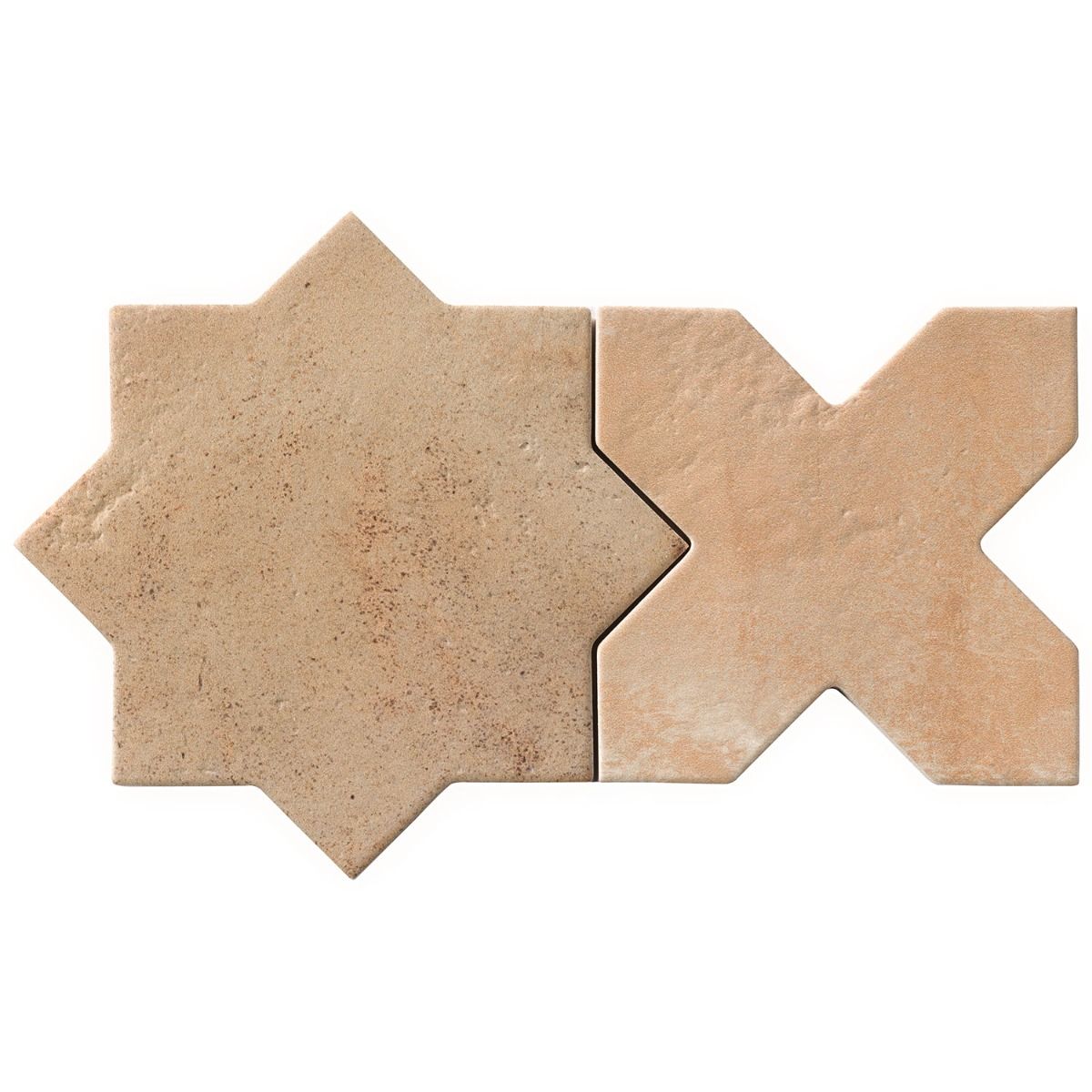 Lux Tile Parma Cotto Brown Matte Star and Cross 6" Terracotta Look Porcelain Tile