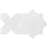 Parma White Matte Star and Cross 6" Terracotta Look Porcelain Tile