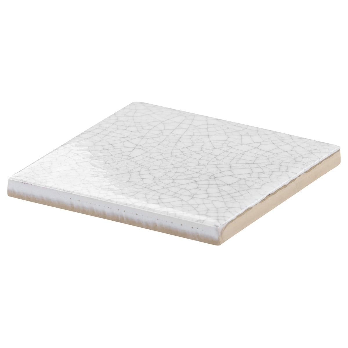 Sarina Vintage White 4x4 Glossy Crackled Ceramic Wall Tile by Lux Tile