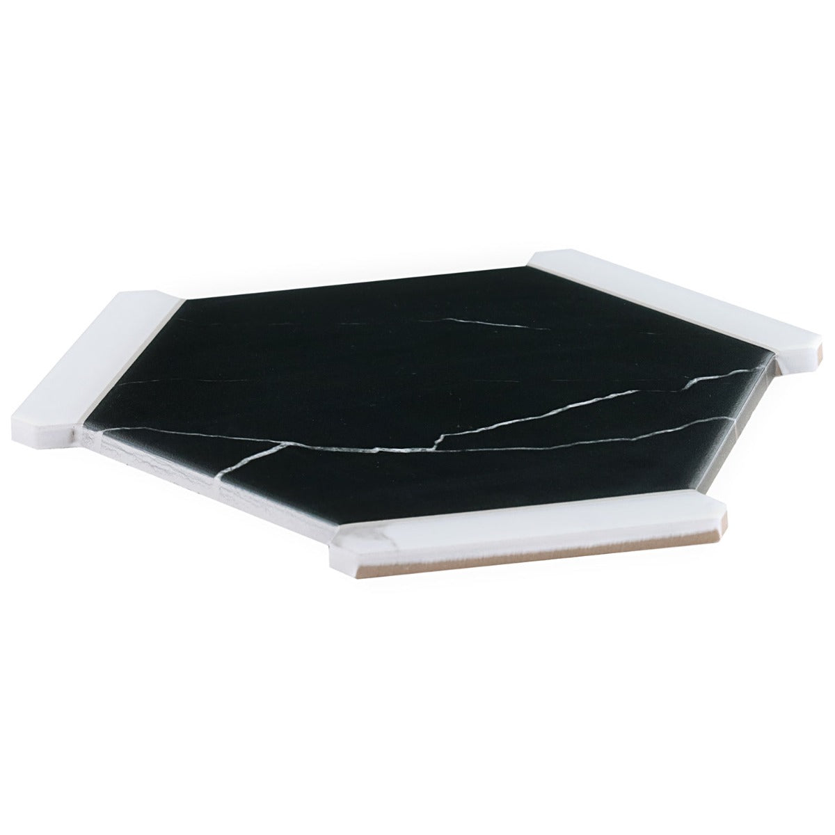 Sagon Nero Black 9" Hexagon Matte Porcelain Tile - Lux Tile
