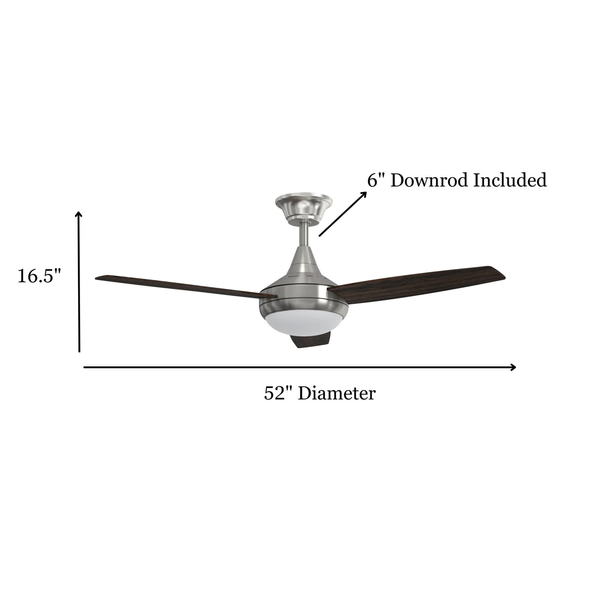 Harbor Breeze Beach Creek 52-in Brushed Nickel LED Indoor Ceiling Fan with Light Kit and Remote (3-Blade)