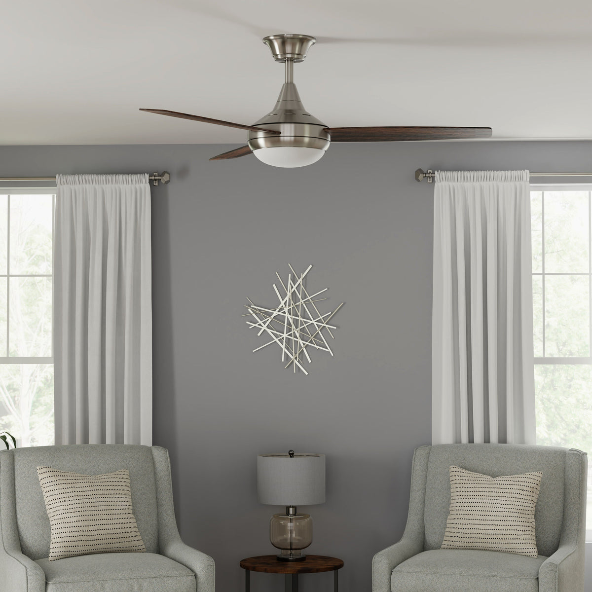 Harbor Breeze Beach Creek 52-in Brushed Nickel LED Indoor Ceiling Fan with Light Kit and Remote (3-Blade)