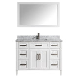 Vanity Art Savona 48 in. W x 22 in. D x 36 in. H White Bathroom Vanity with Single Basin, White/Grey Marble Top and Mirror