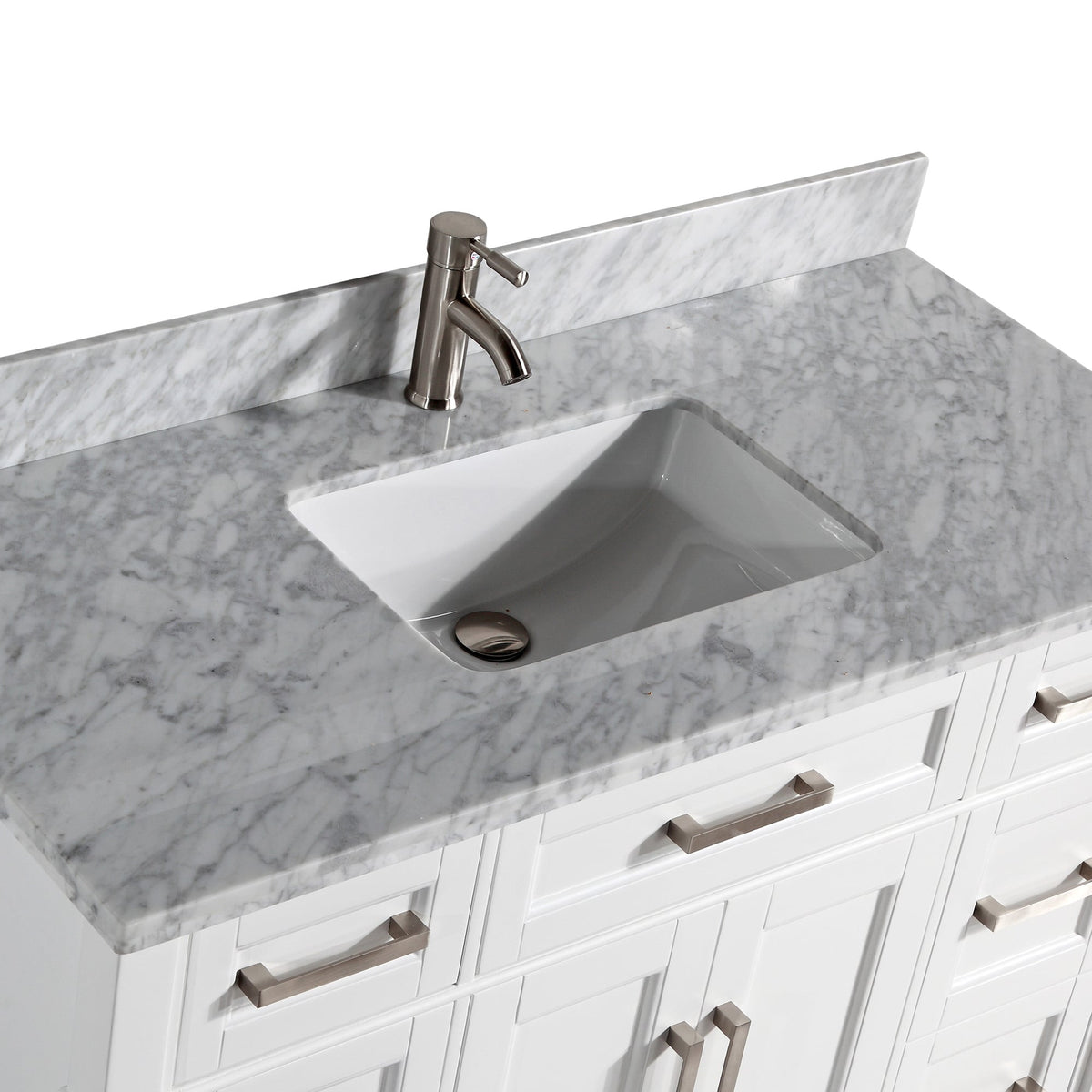 Vanity Art Savona 48 in. W x 22 in. D x 36 in. H White Bathroom Vanity with Single Basin, White/Grey Marble Top and Mirror