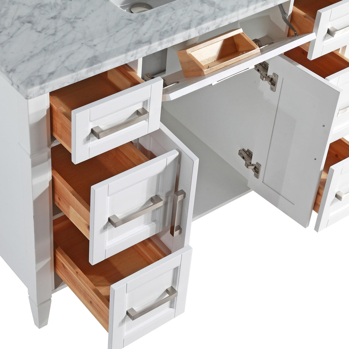 Vanity Art Savona 48 in. W x 22 in. D x 36 in. H White Bathroom Vanity with Single Basin, White/Grey Marble Top and Mirror