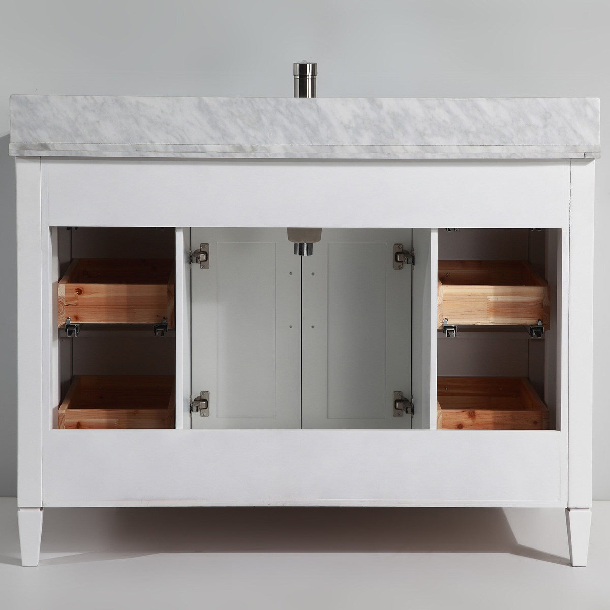 Vanity Art Savona 48 in. W x 22 in. D x 36 in. H White Bathroom Vanity with Single Basin, White/Grey Marble Top and Mirror