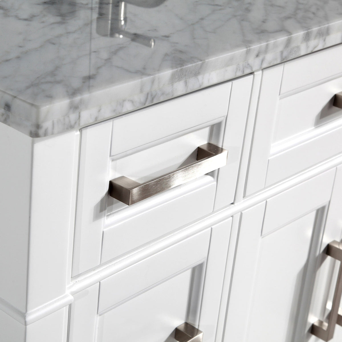 Vanity Art Savona 48 in. W x 22 in. D x 36 in. H White Bathroom Vanity with Single Basin, White/Grey Marble Top and Mirror
