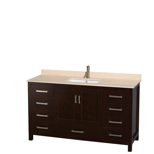 Wyndham Collection Sheffield 60-in Espresso Single Sink Bathroom Vanity with Ivory Natural Marble Top