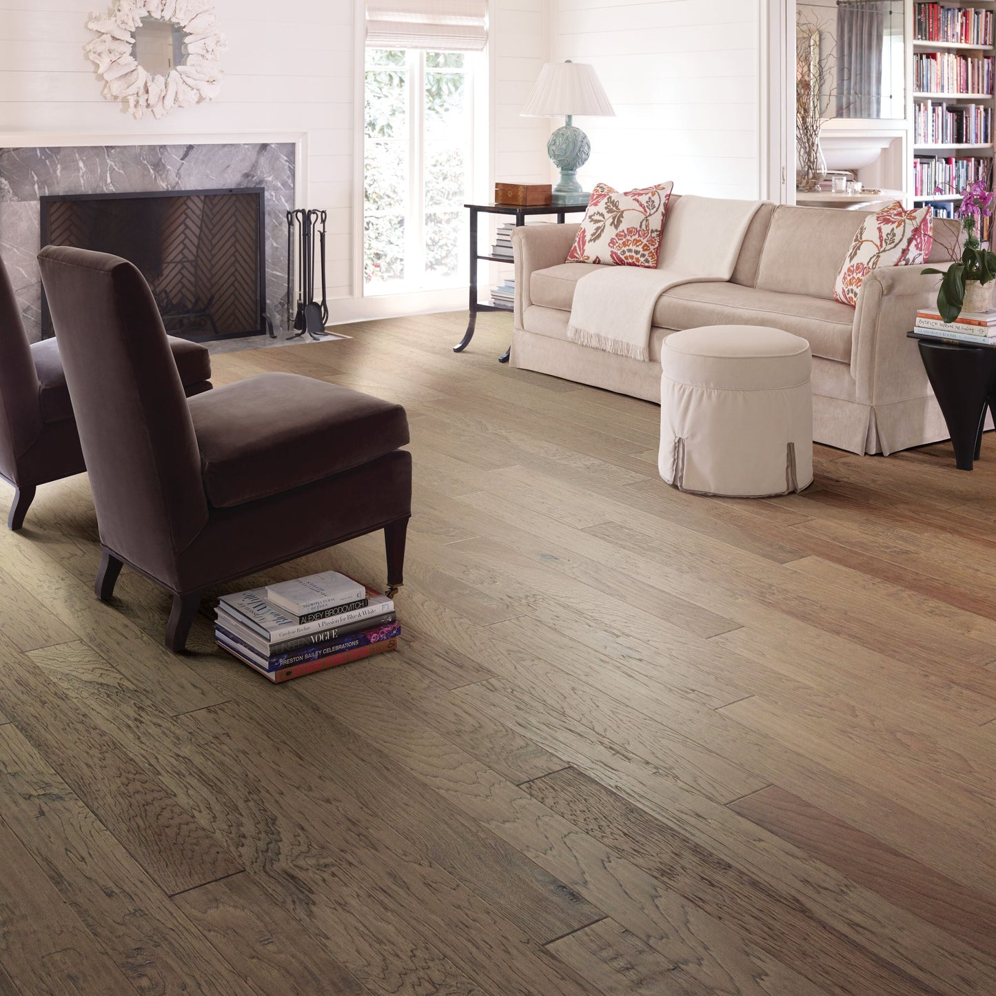 Shaw Hickory Rodgers hardwood flooring — installed room view